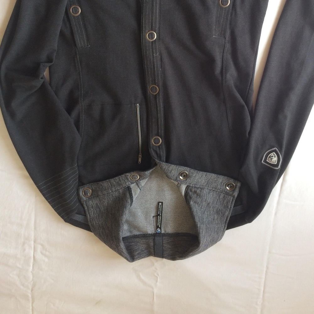 Kuhl brand black knit travel jacket size Med